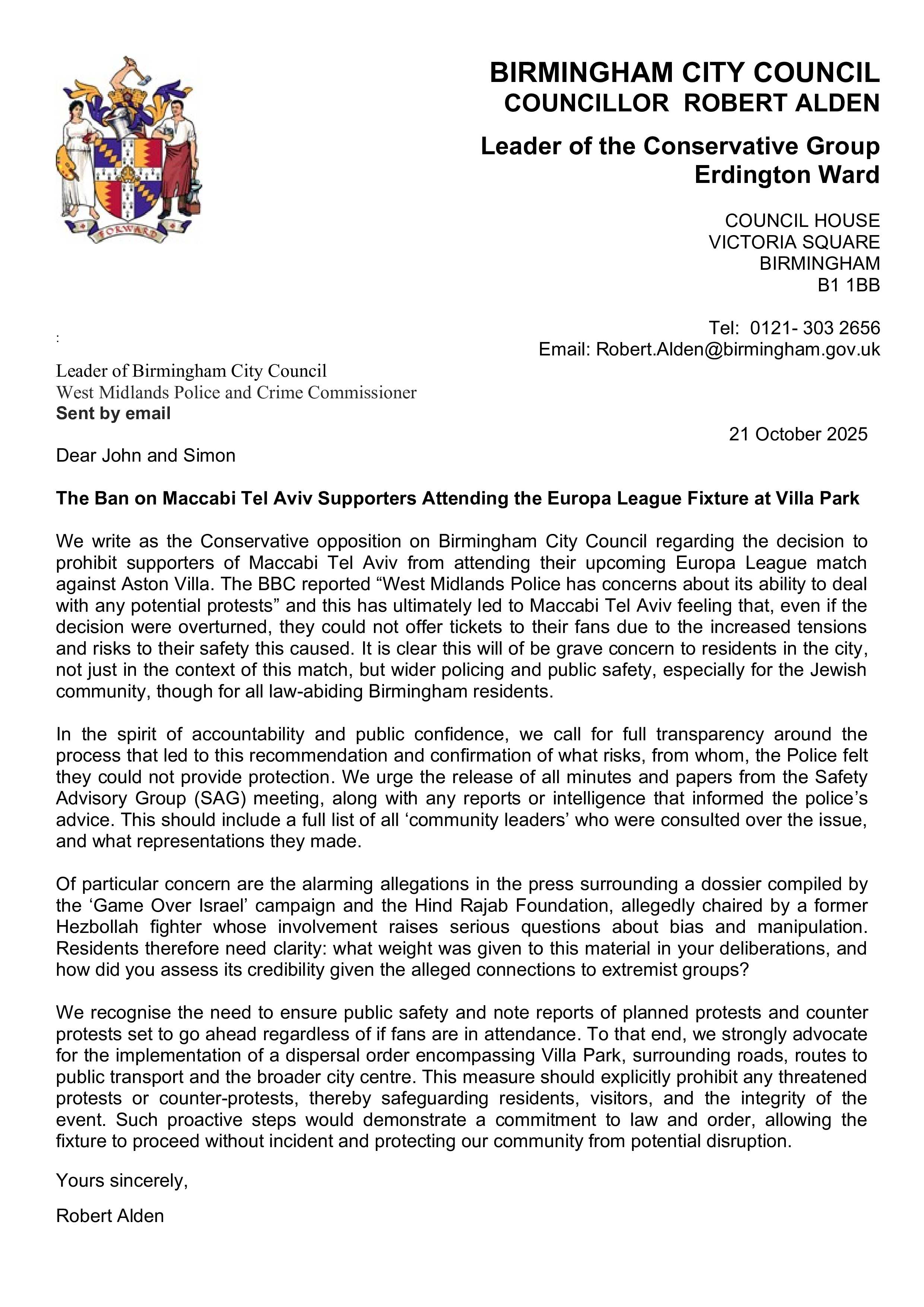 Open Letter to WMP & BCC