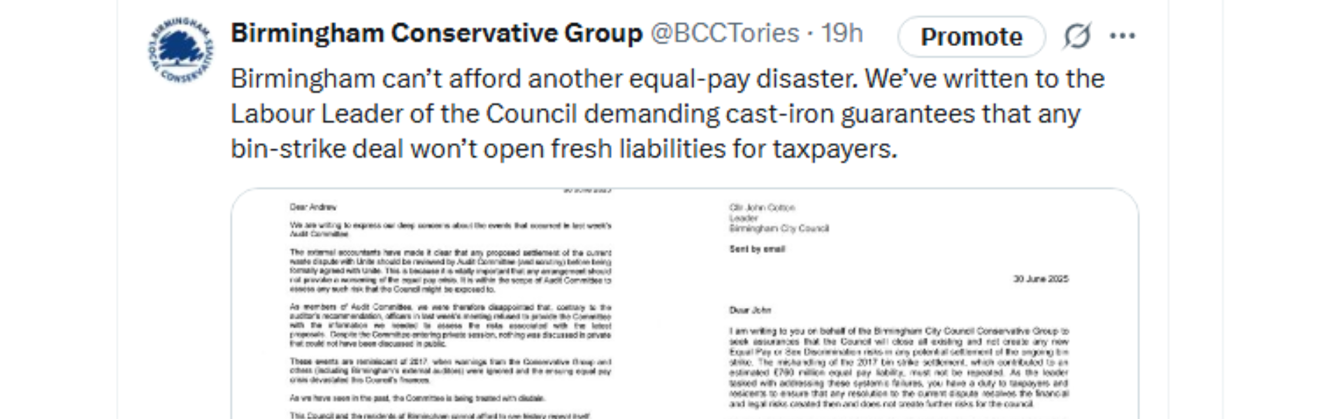 Birmingham Cant afford another equal pay disaster