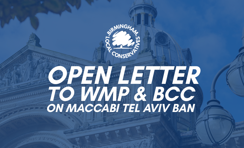 Open letter to WMP & BCC on Maccabi Tel Aviv ban