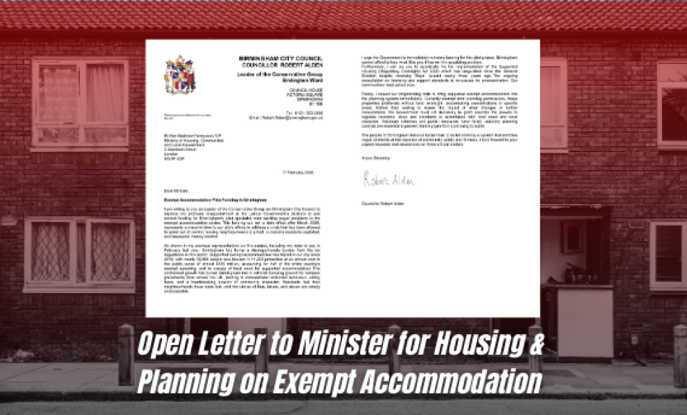 Local Conservatives pen open letter to Minister for housing and planning
