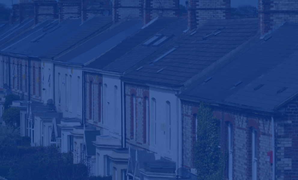 Row of houses in blue