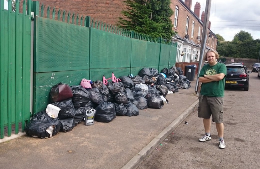 Cllr Robert Alden at a reported waste site in Erdington