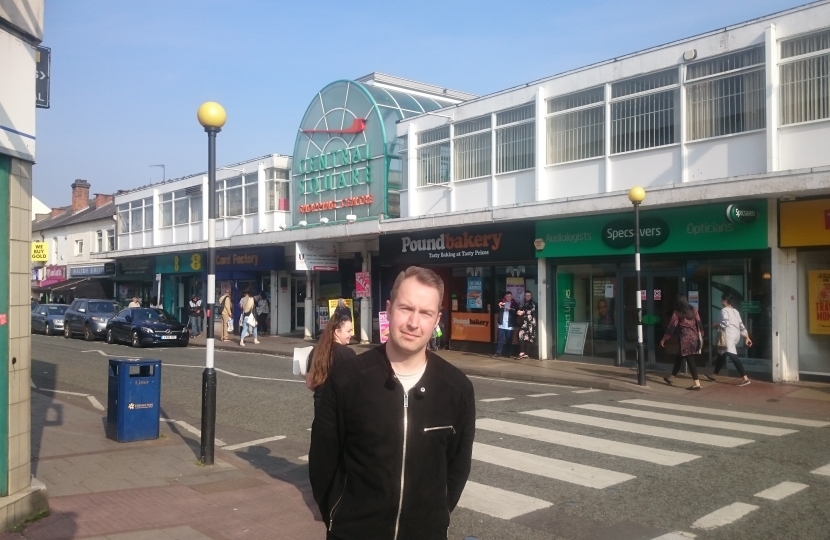 Cllr Gareth Moore by Central Square one of the sites put forward for regeneration as part of the bid