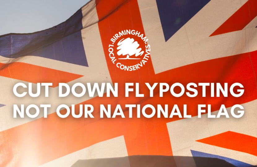 Image of the Union Jac k calling on the Council to cut down flyposting not the Union Jack