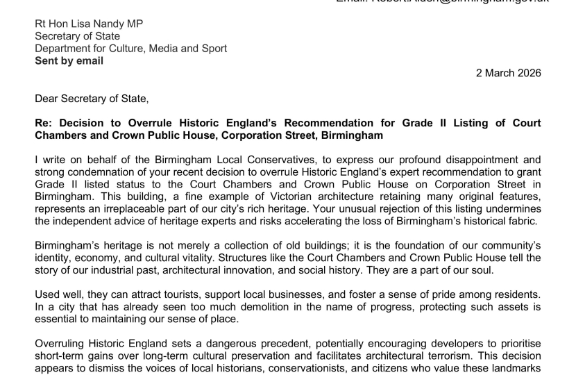 Letter calling for refusal to list to be overturned