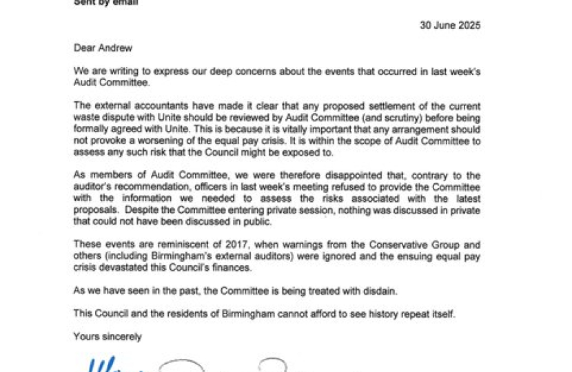 Cllr Meirion Jenkins & Cllr Richard Parkin write to Chair of Audit