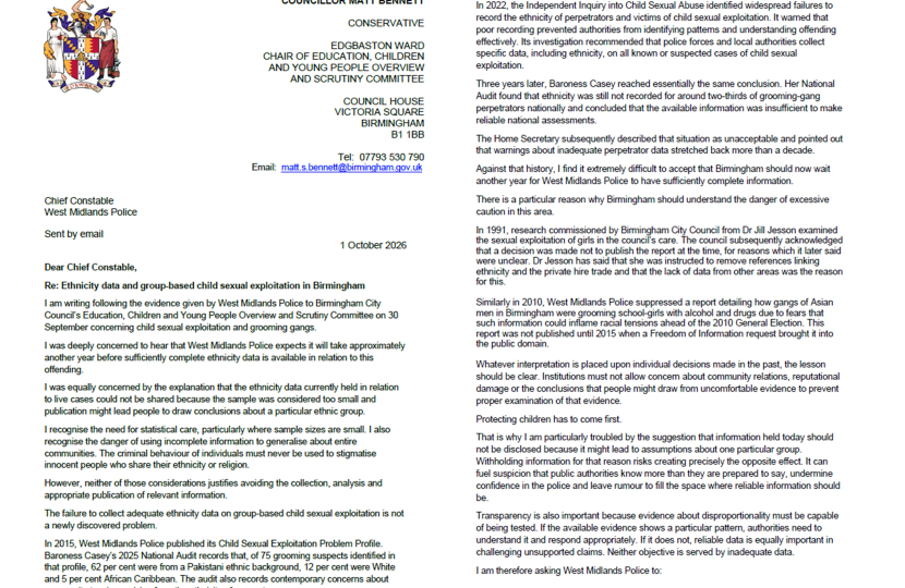 Cllr Bennetts Letter