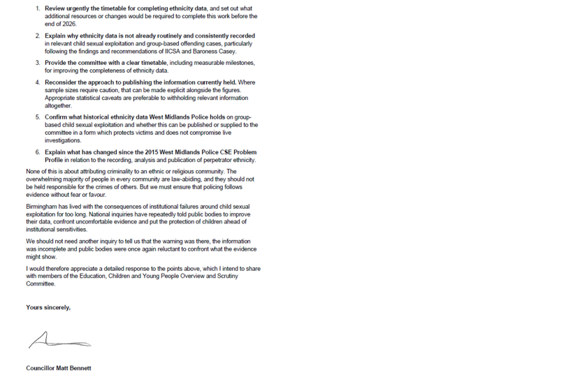 Cllr Bennetts Letter