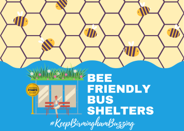 Bee friendly bus shelter graphic