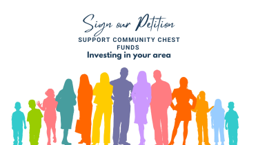 Text reads "Sign our Petition, support community chest funds, investing in your area"