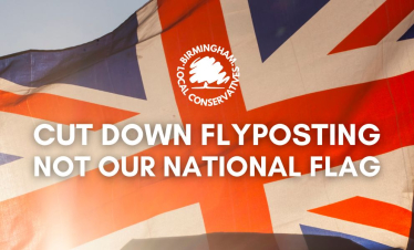 Image of the Union Jac k calling on the Council to cut down flyposting not the Union Jack