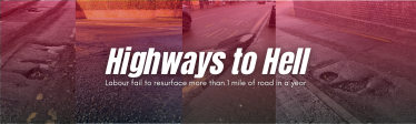 Highways to hell. Labour fail to resurfce even 1 mile of road in a year