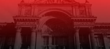 council house with a red and black overlay