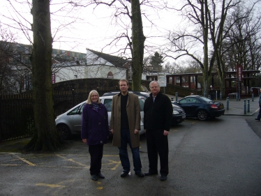 Cllrs Deirdre Alden, Matt Bennett and Fergus Robinson at Cannon Hill Park, Edgba