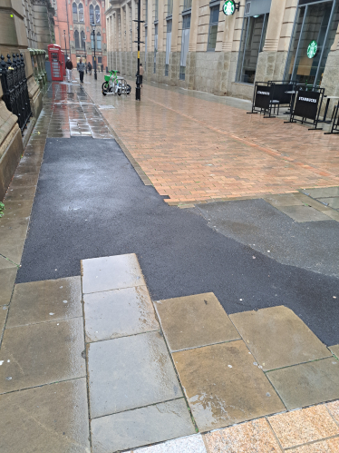 Colmore Row street scaring example 1