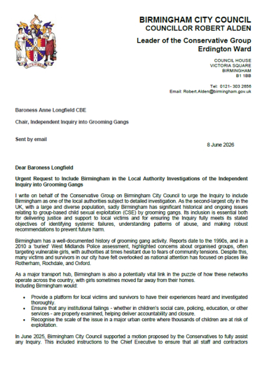 Letter to minister copy page 1
