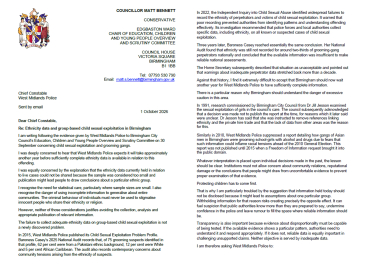 Cllr Bennetts Letter
